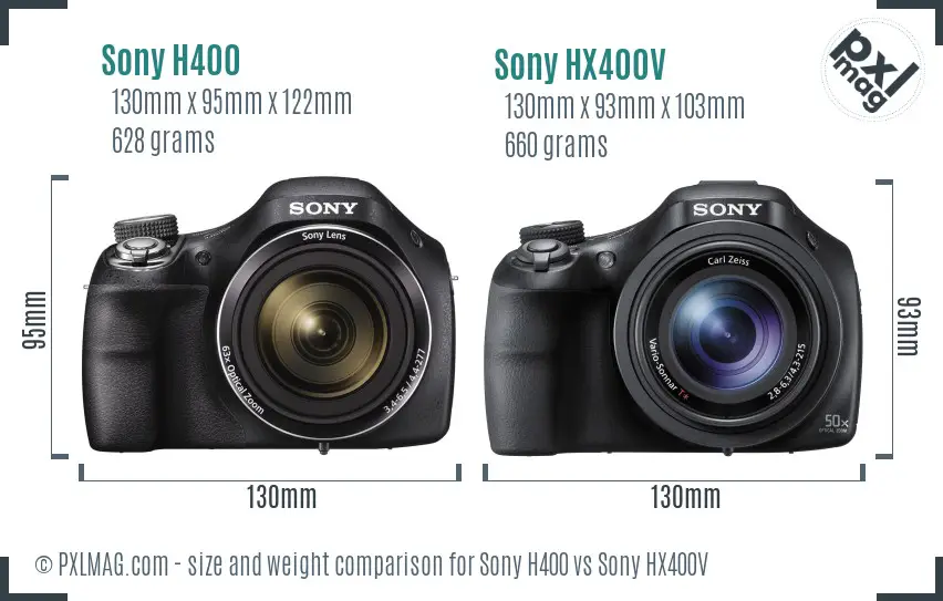 Sony H400 vs Sony HX400V size comparison