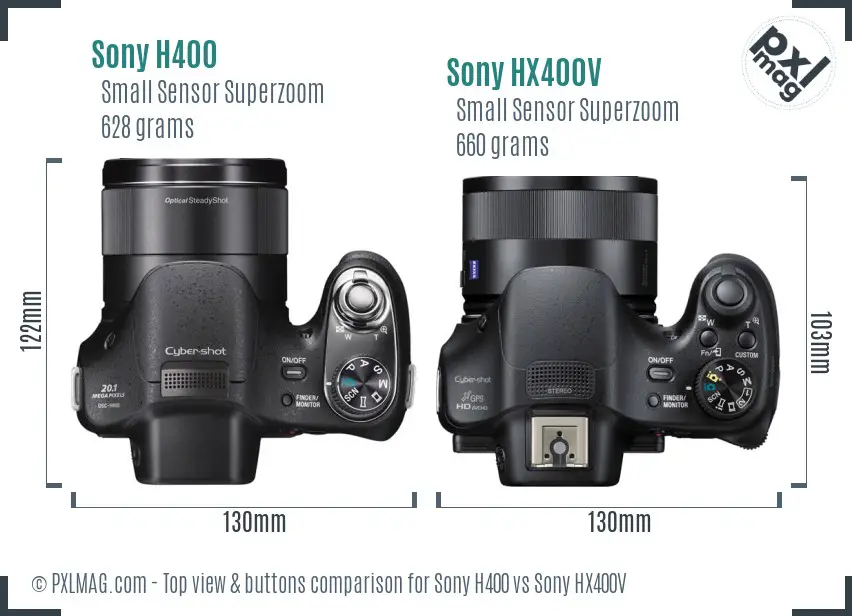 Sony H400 vs Sony HX400V top view buttons comparison
