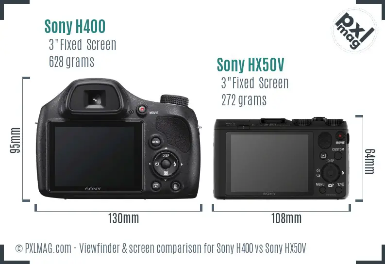 Sony H400 vs Sony HX50V Screen and Viewfinder comparison