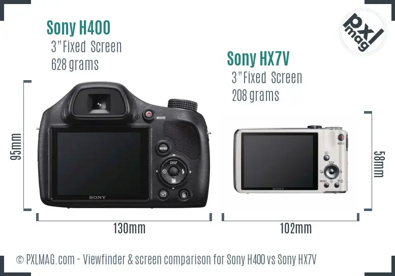 Sony H400 vs Sony HX7V Screen and Viewfinder comparison