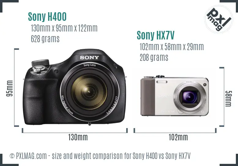 Sony H400 vs Sony HX7V size comparison