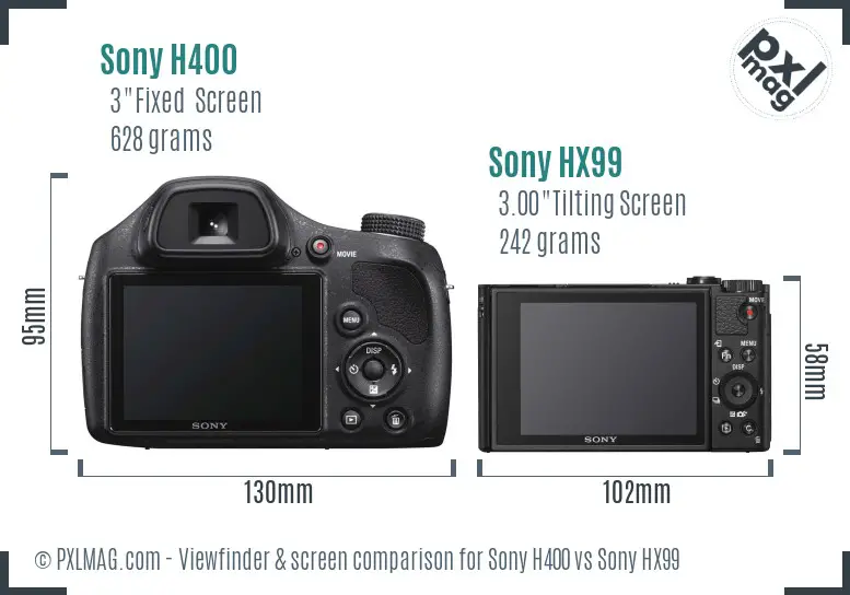 Sony H400 vs Sony HX99 Screen and Viewfinder comparison