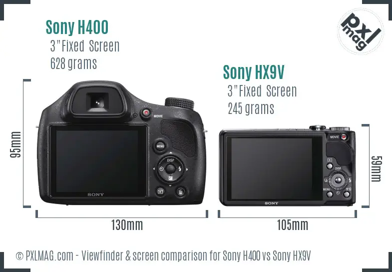 Sony H400 vs Sony HX9V Screen and Viewfinder comparison