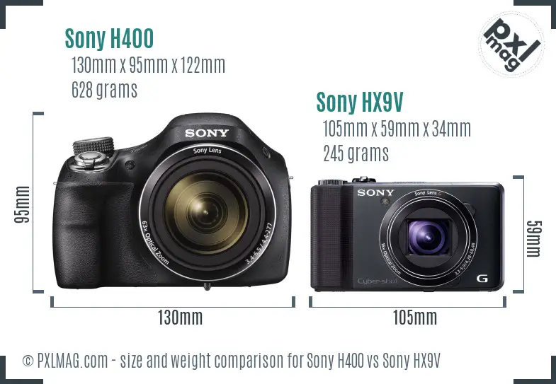 Sony H400 vs Sony HX9V size comparison