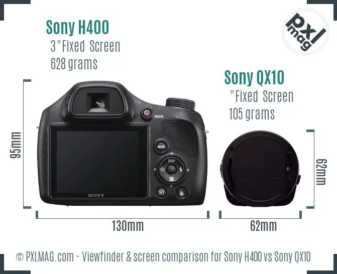 Sony H400 vs Sony QX10 Screen and Viewfinder comparison