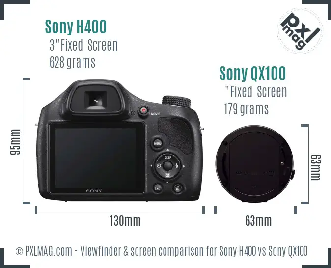 Sony H400 vs Sony QX100 Screen and Viewfinder comparison