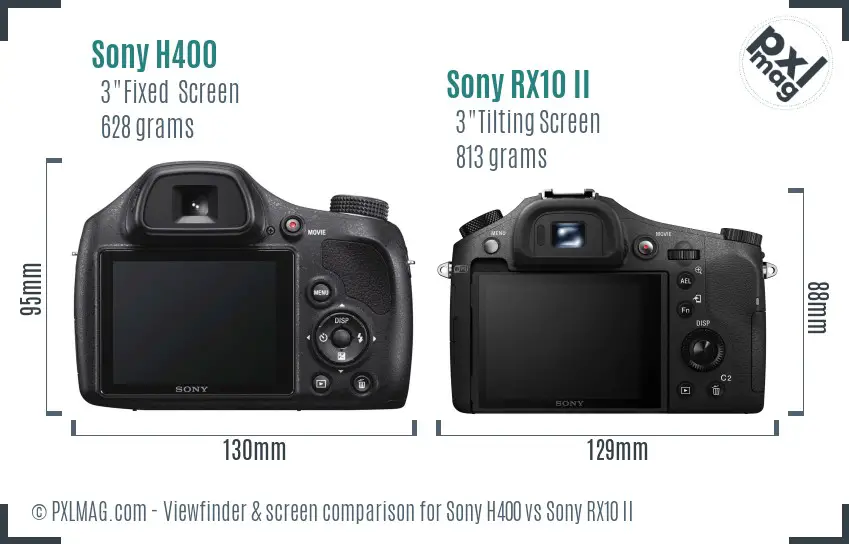 Sony H400 vs Sony RX10 II Screen and Viewfinder comparison