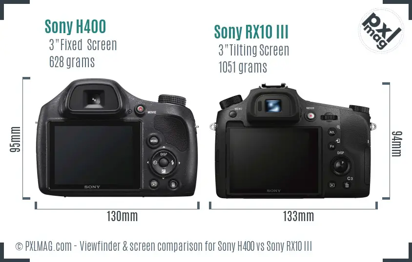 Sony H400 vs Sony RX10 III Screen and Viewfinder comparison