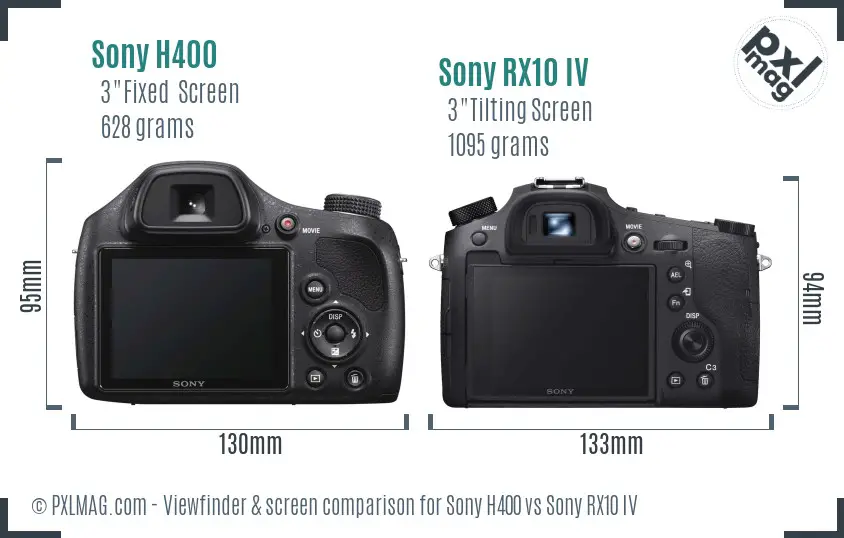 Sony H400 vs Sony RX10 IV Screen and Viewfinder comparison
