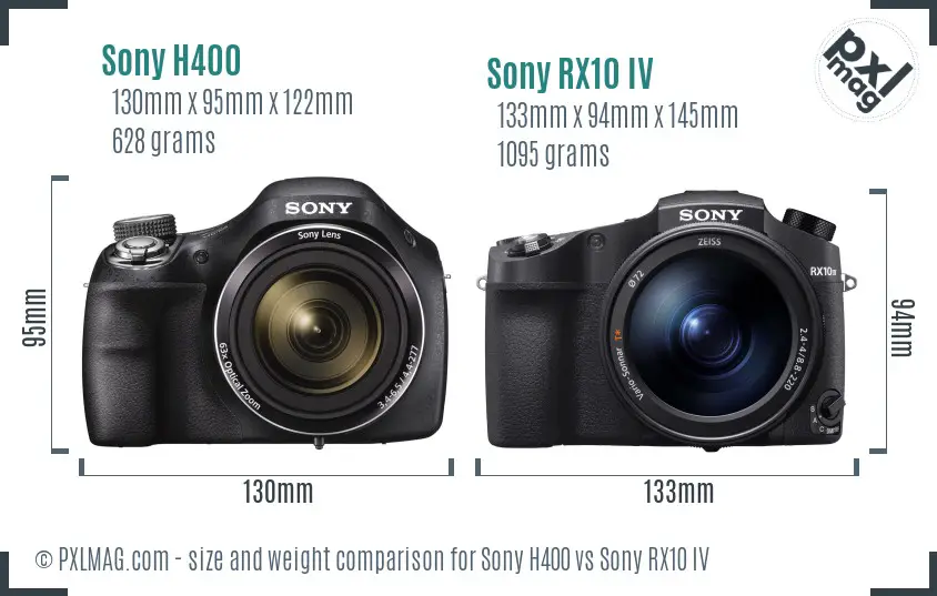 Sony H400 vs Sony RX10 IV size comparison