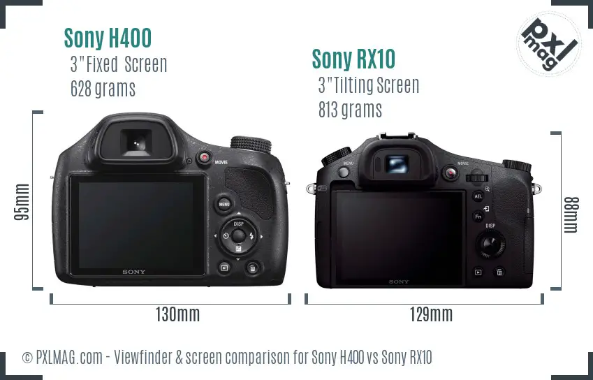 Sony H400 vs Sony RX10 Screen and Viewfinder comparison