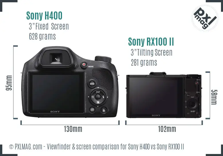 Sony H400 vs Sony RX100 II Screen and Viewfinder comparison