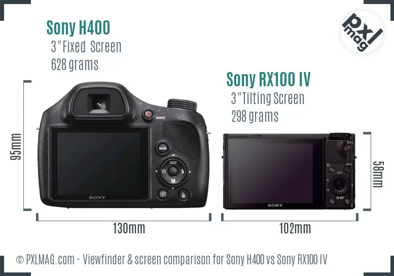 Sony H400 vs Sony RX100 IV Screen and Viewfinder comparison
