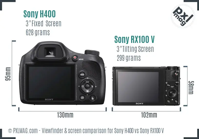 Sony H400 vs Sony RX100 V Screen and Viewfinder comparison