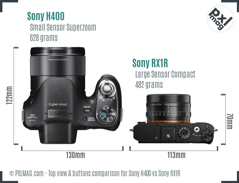 Sony H400 vs Sony RX1R top view buttons comparison