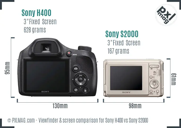 Sony H400 vs Sony S2000 Screen and Viewfinder comparison