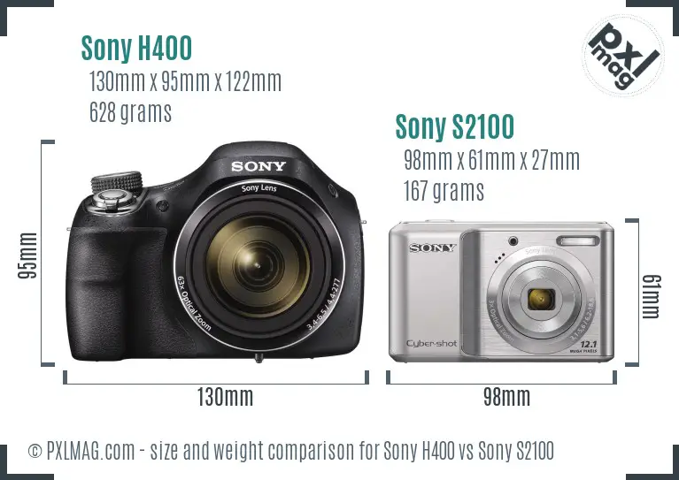 Sony H400 vs Sony S2100 size comparison
