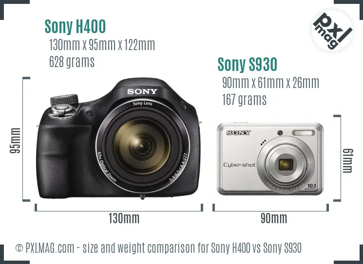 Sony H400 vs Sony S930 size comparison