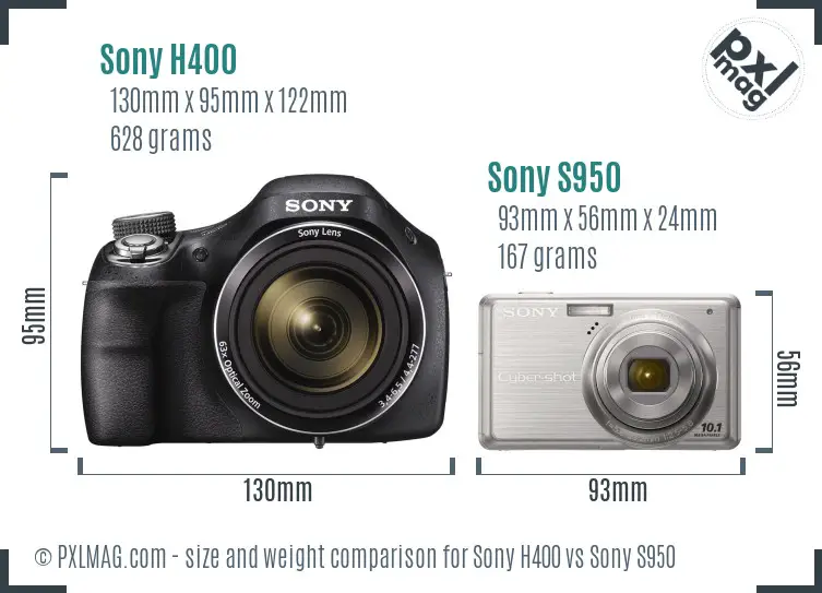 Sony H400 vs Sony S950 size comparison