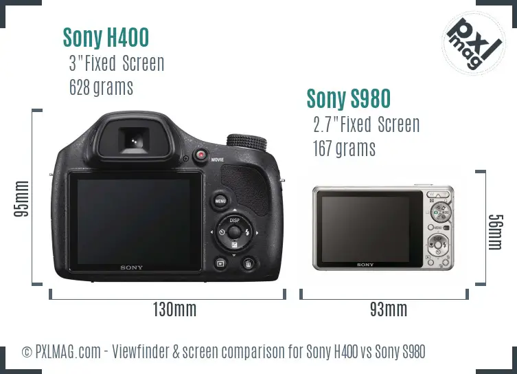 Sony H400 vs Sony S980 Screen and Viewfinder comparison