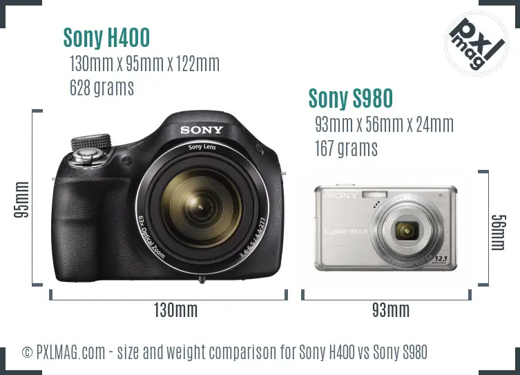 Sony H400 vs Sony S980 size comparison