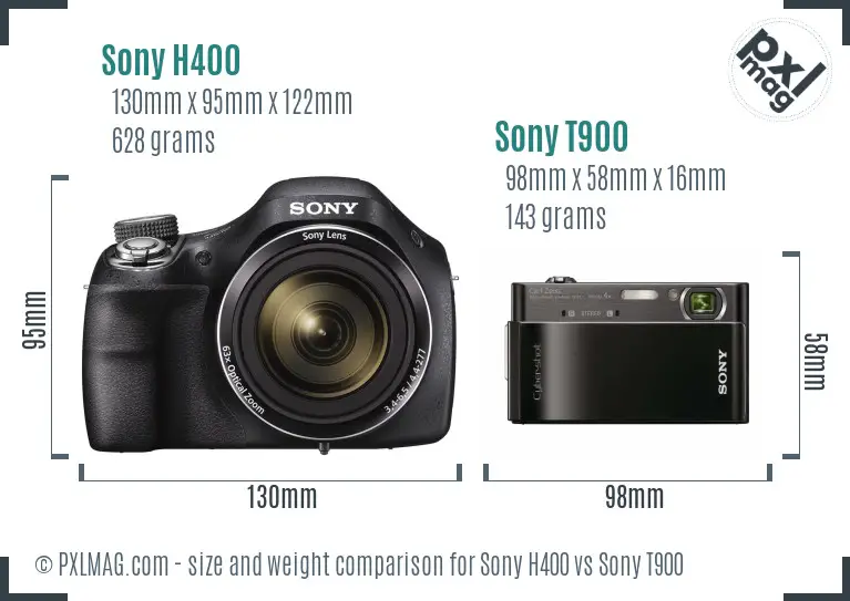 Sony H400 vs Sony T900 size comparison