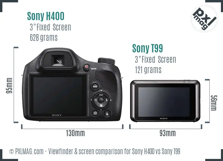 Sony H400 vs Sony T99 Screen and Viewfinder comparison