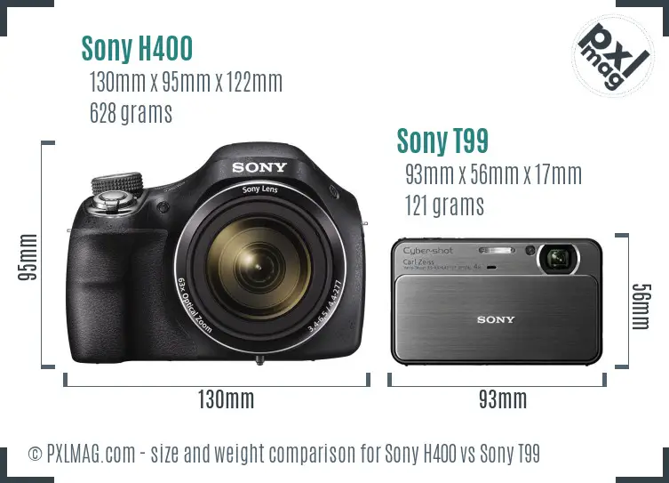 Sony H400 vs Sony T99 size comparison