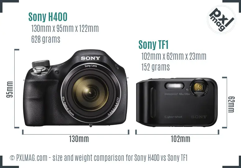 Sony H400 vs Sony TF1 size comparison