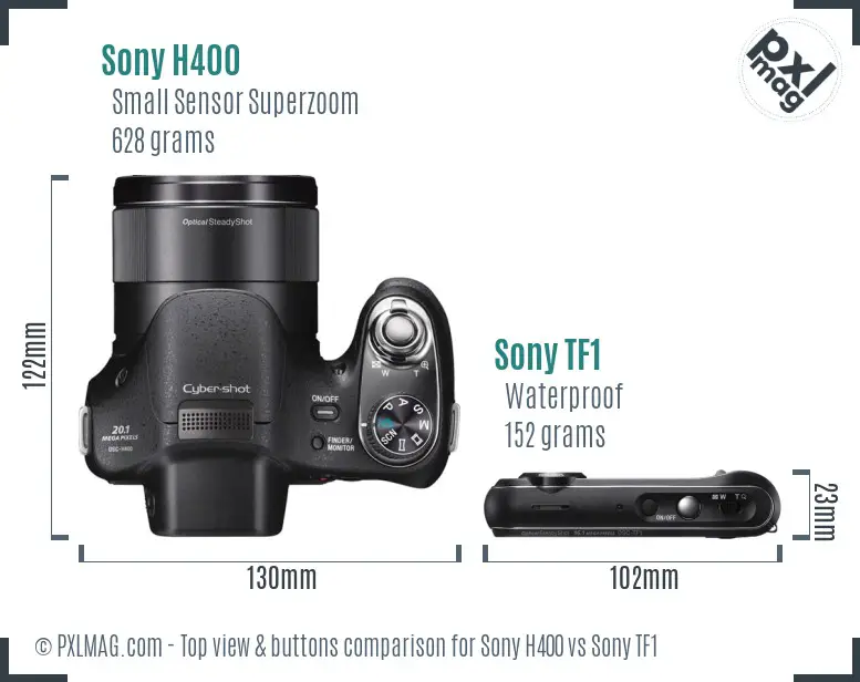 Sony H400 vs Sony TF1 top view buttons comparison