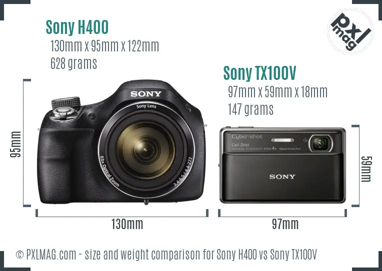 Sony H400 vs Sony TX100V size comparison