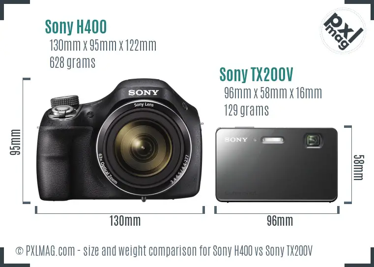 Sony H400 vs Sony TX200V size comparison