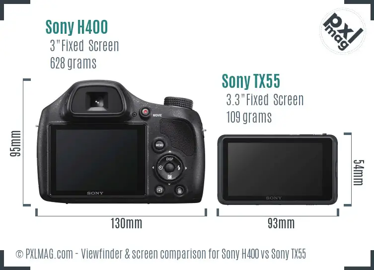 Sony H400 vs Sony TX55 Screen and Viewfinder comparison