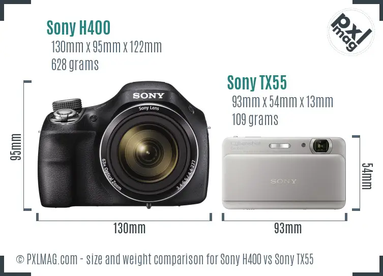 Sony H400 vs Sony TX55 size comparison