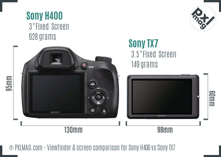Sony H400 vs Sony TX7 Screen and Viewfinder comparison