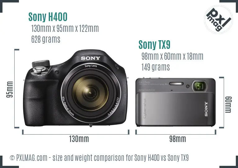 Sony H400 vs Sony TX9 size comparison
