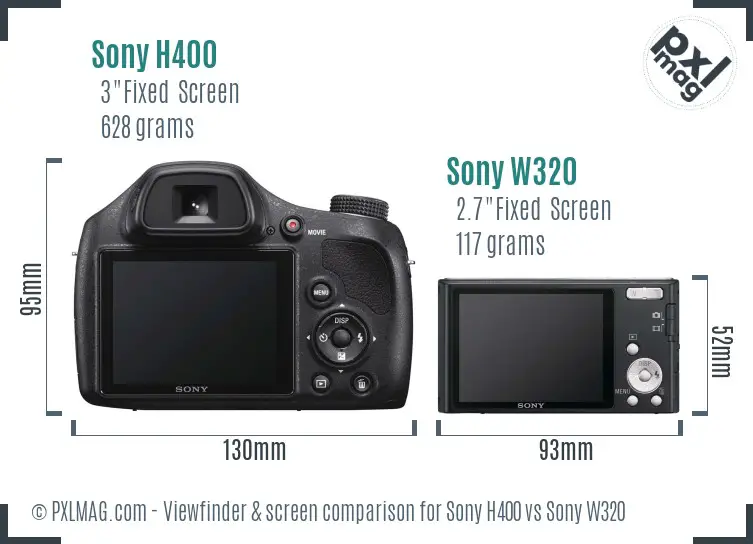 Sony H400 vs Sony W320 Screen and Viewfinder comparison