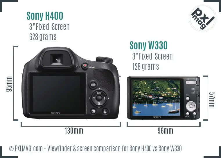 Sony H400 vs Sony W330 Screen and Viewfinder comparison