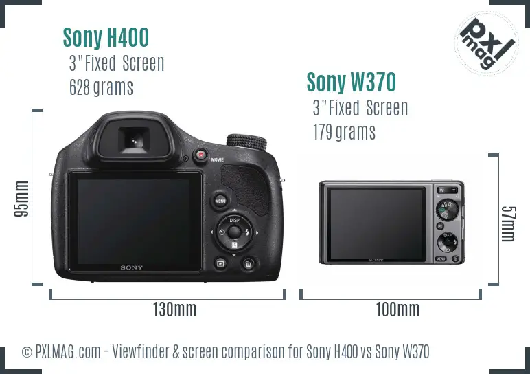 Sony H400 vs Sony W370 Screen and Viewfinder comparison