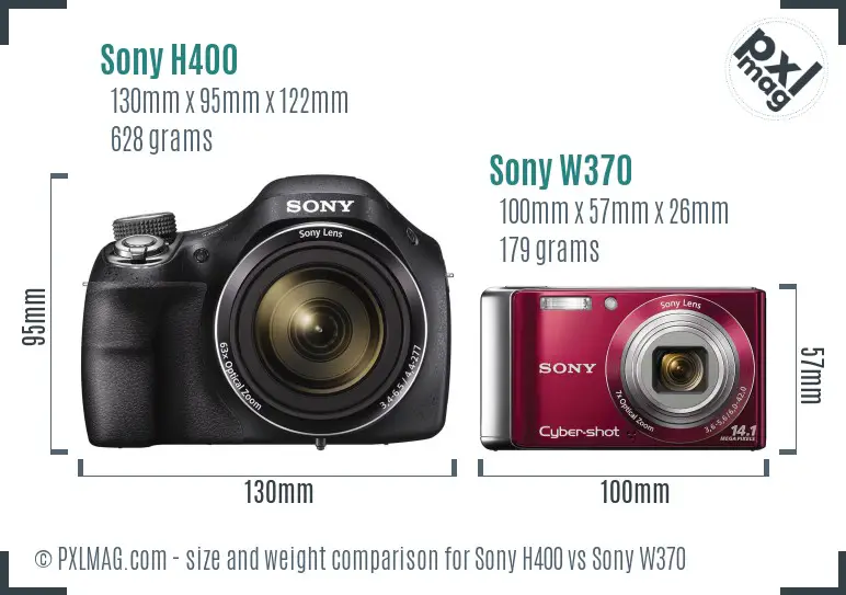 Sony H400 vs Sony W370 size comparison