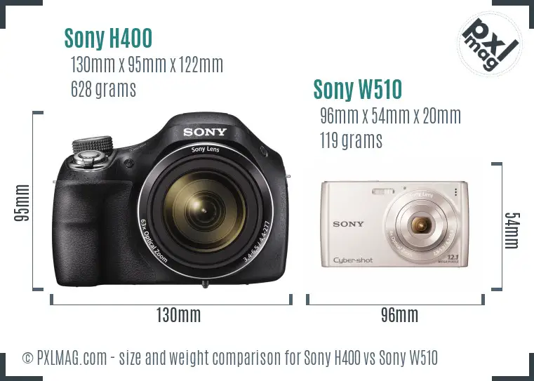 Sony H400 vs Sony W510 size comparison