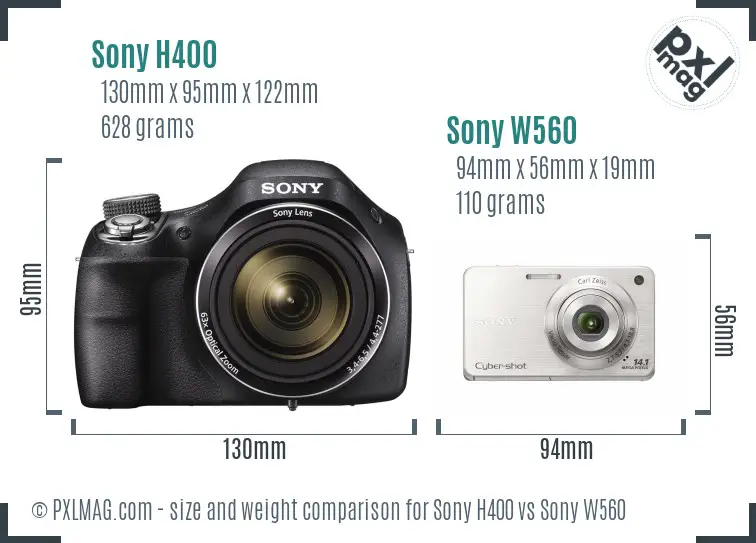 Sony H400 vs Sony W560 size comparison