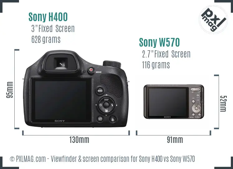 Sony H400 vs Sony W570 Screen and Viewfinder comparison