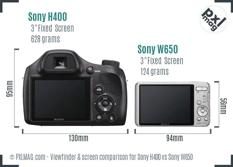 Sony H400 vs Sony W650 Screen and Viewfinder comparison