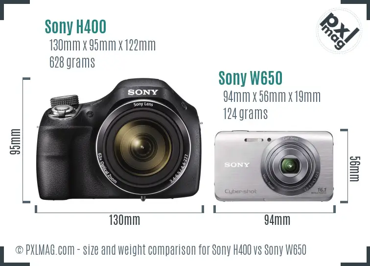 Sony H400 vs Sony W650 size comparison
