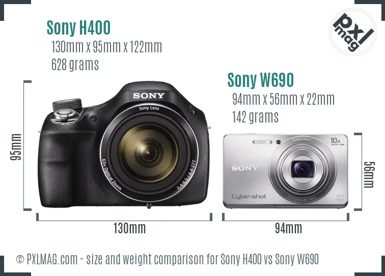 Sony H400 vs Sony W690 size comparison