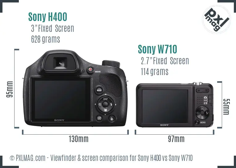 Sony H400 vs Sony W710 Screen and Viewfinder comparison