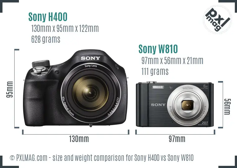 Sony H400 vs Sony W810 size comparison
