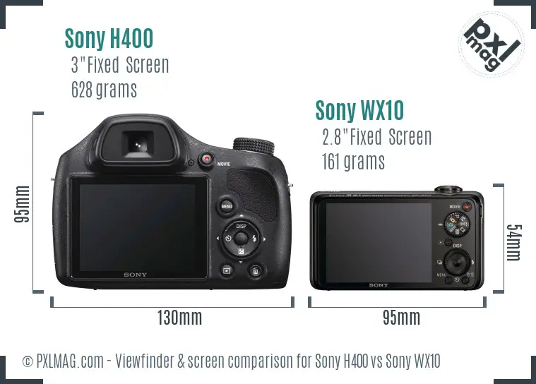 Sony H400 vs Sony WX10 Screen and Viewfinder comparison