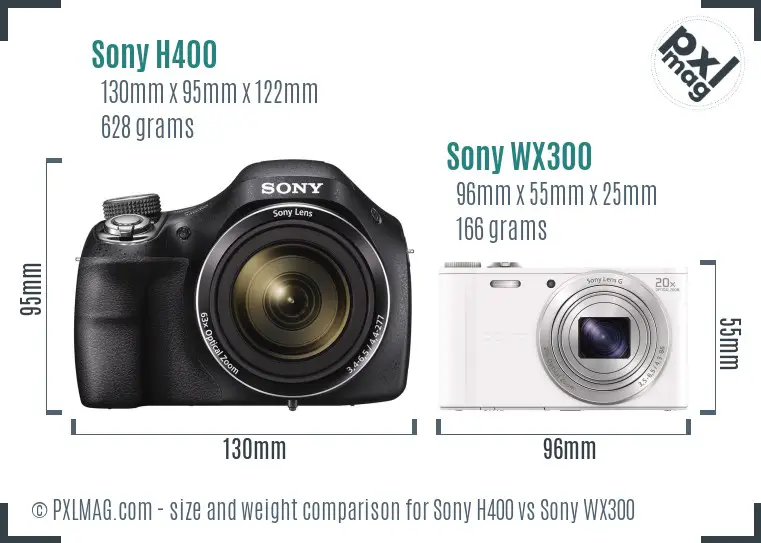 Sony H400 vs Sony WX300 size comparison